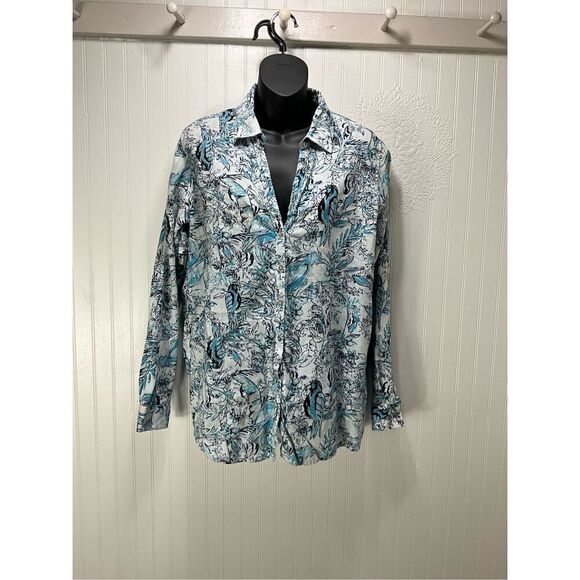 TAHARI 100% Linen Long Sleeve Hawaiian Shirt - Picture 1 of 4